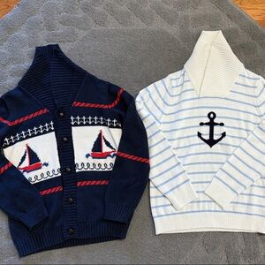 Janie and Jack Navy and White Nautical Sweaters